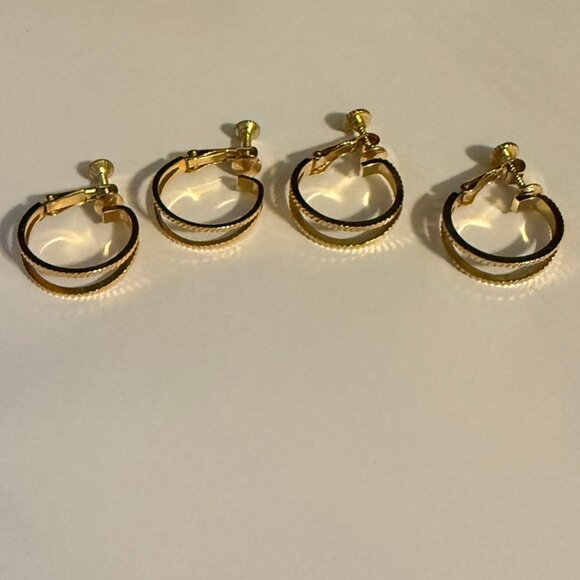 VINTAGE Lot of Five (5) Gold Clip-On Earrings - Picture 12 of 15